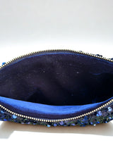 Pochette Celia Médium Sequins Bleu marine /Velours