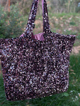 Cabas XL Sequins Rose / Velours