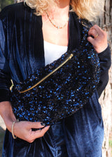 Sac banane à sequins GM LILOU bleu marine