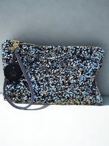 Pochette Celia GM Sequins Argent /Velours