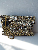 Pochette Celia GM Sequins Or /Velours