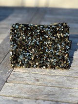 Pochette Celia Mini Sequins Or /Velours