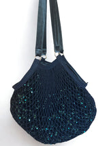 Sac filet à sequins vert doublé de velours vert LILOU