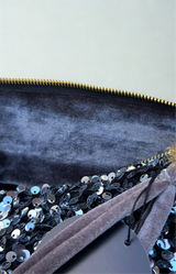Pochette Celia GM Sequins Argent /Velours