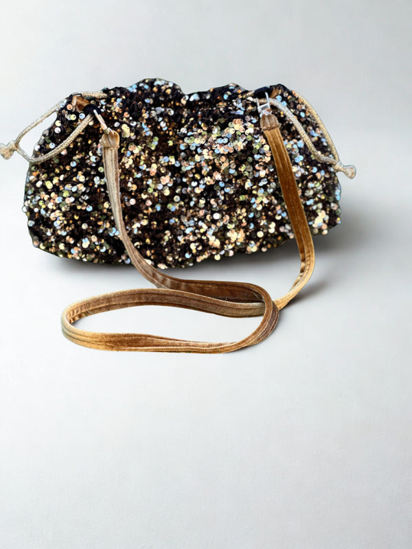 Sac Bourse Sequins Or