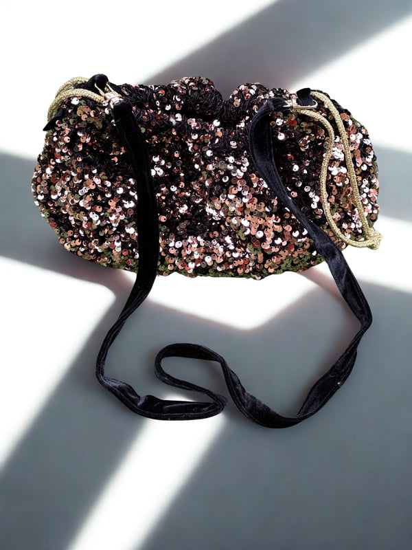 Sac Bourse Sequins Bronze