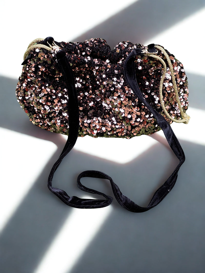 Sac Bourse Sequins Bronze