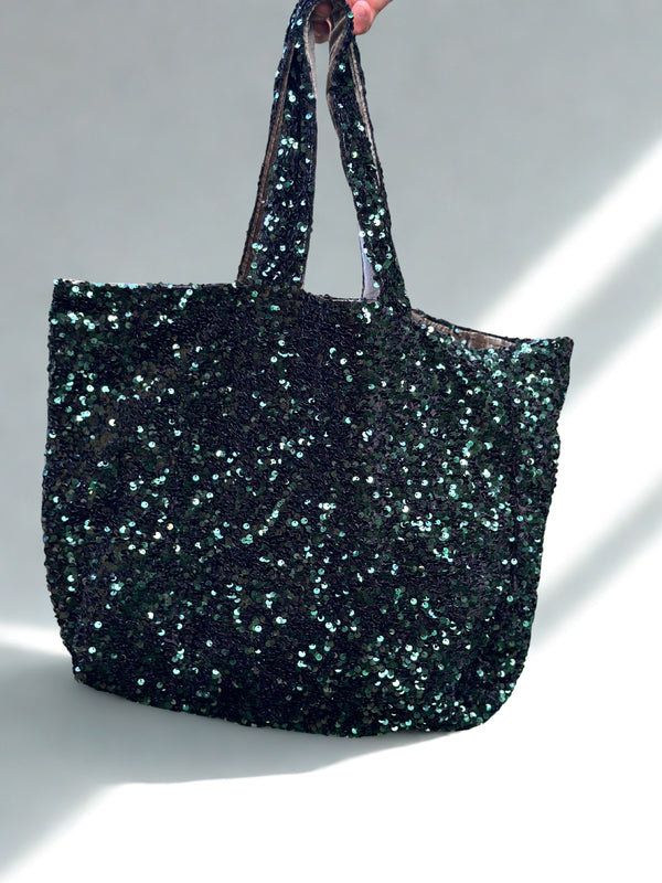 Cabas Sequins Vert/ Velours