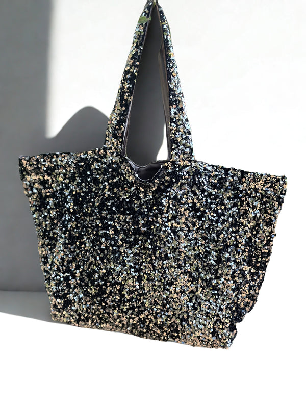 Cabas XL Sequins Argent / Velours