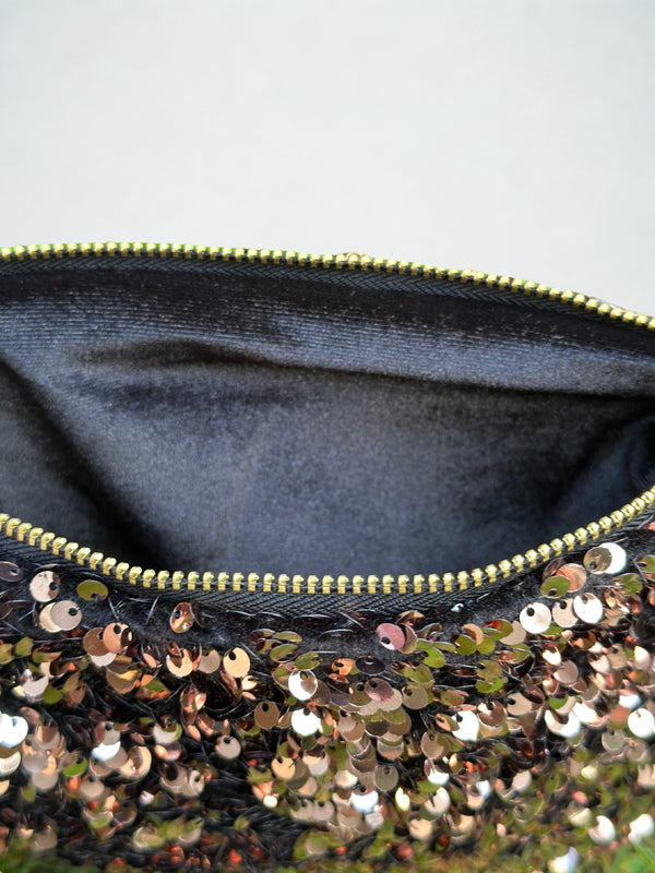 Pochette Celia Médium Sequins Bronze /Velours