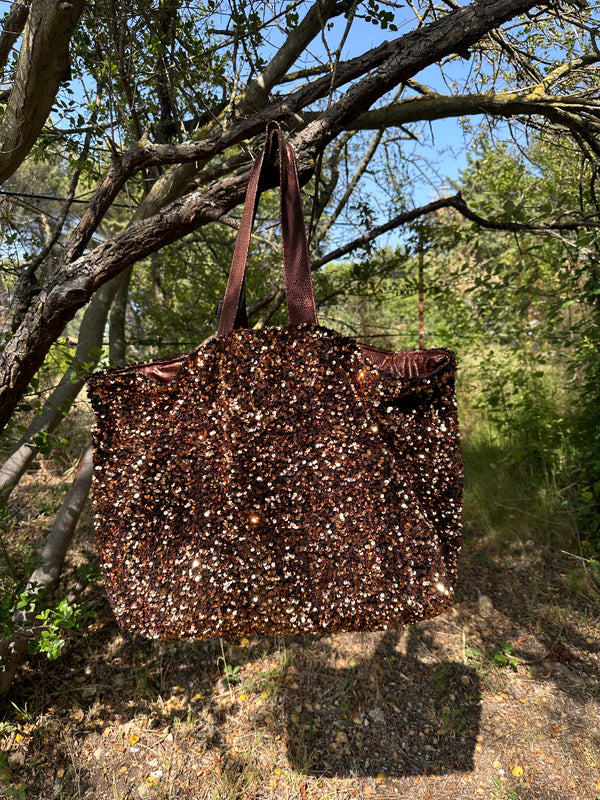 Cabas XL Sequins Bronze / Velours