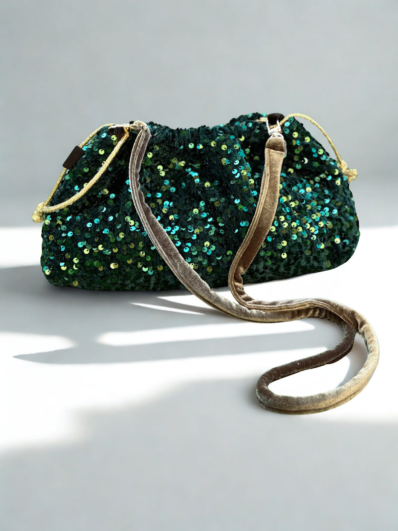 Sac Bourse Sequins Vert