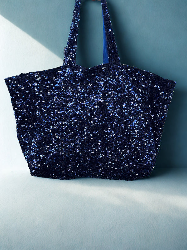 Cabas XL Sequins Bleu marine / Velours