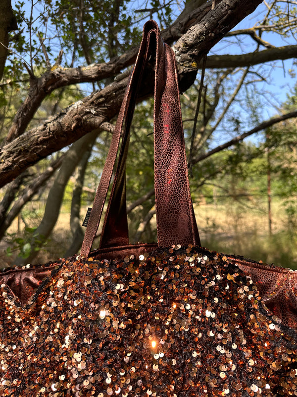 Cabas XL Sequins Bronze / Velours
