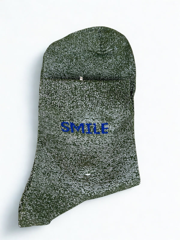 Chaussettes kaki pailletées "Smile"