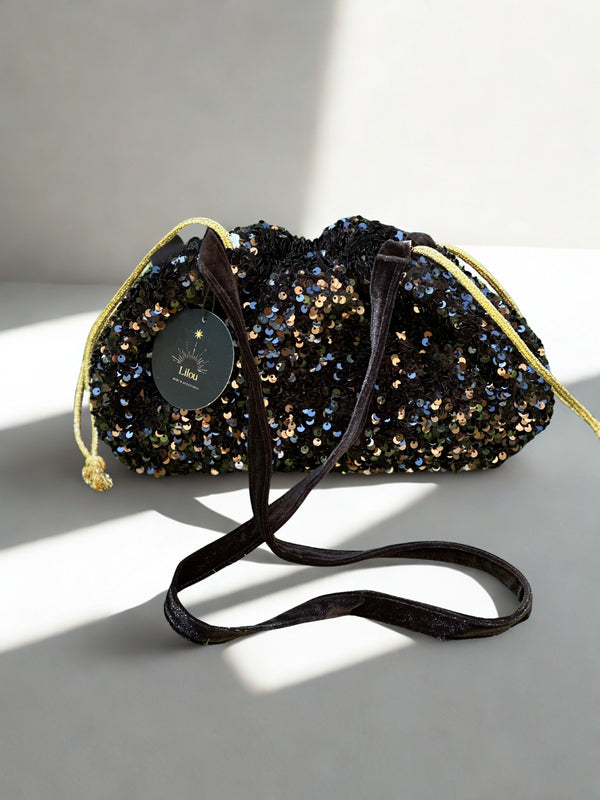 Sac Bourse Sequins Noir