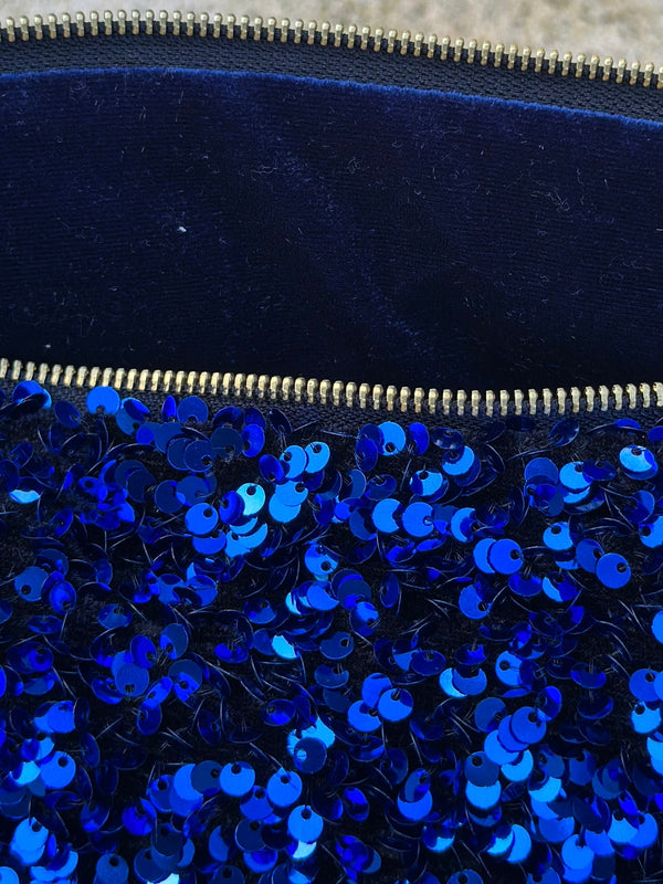 Pochette Celia GM Sequins Bleu  /Velours
