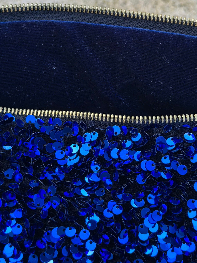 Pochette Celia GM Sequins Bleu  /Velours