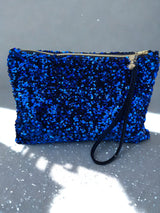 Pochette Celia GM Sequins Bleu  /Velours