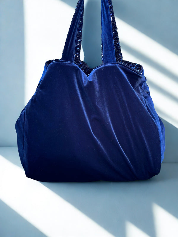 Cabas XL Sequins Bleu marine / Velours