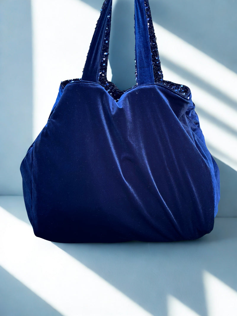Cabas XL Sequins Bleu marine / Velours