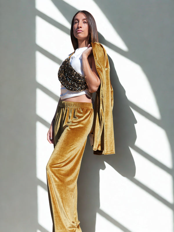 Pantalon Mattéo Velours Curry