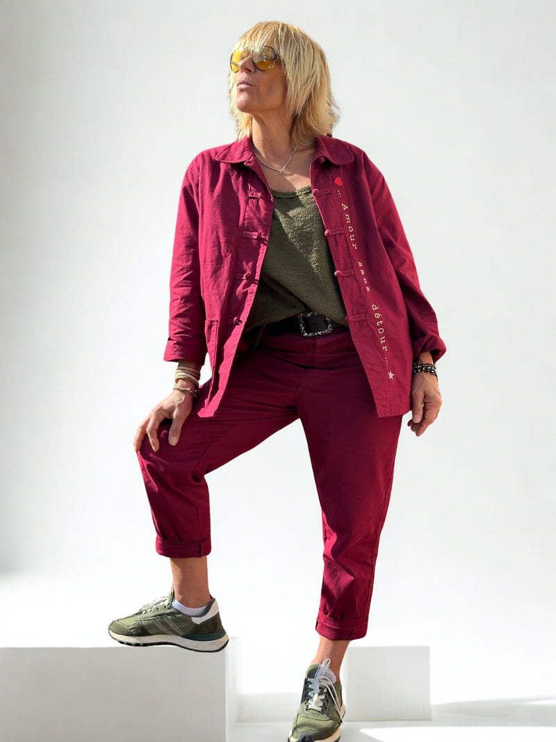 Veste Bleu de chine brodé Bordeaux