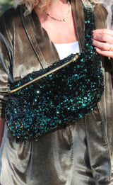 Sac banane à sequins GM LILOU verte