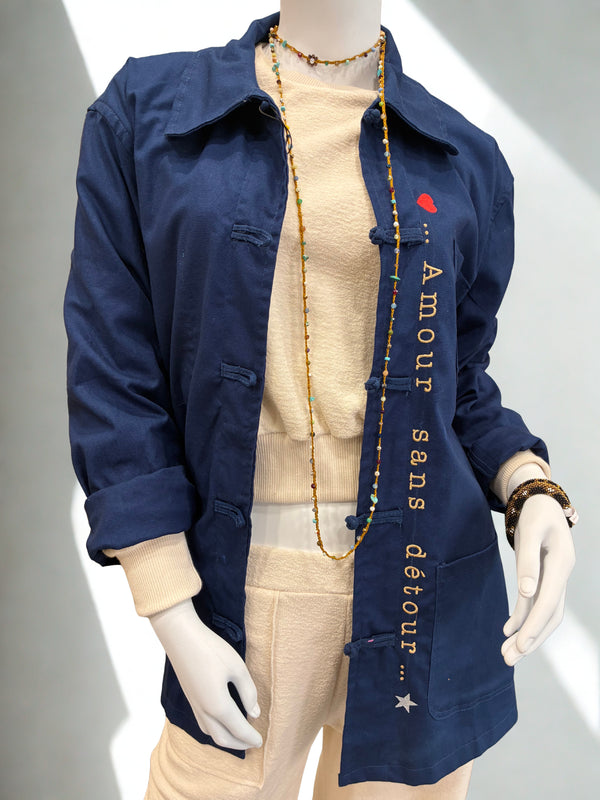 Veste Bleu de chine brodé