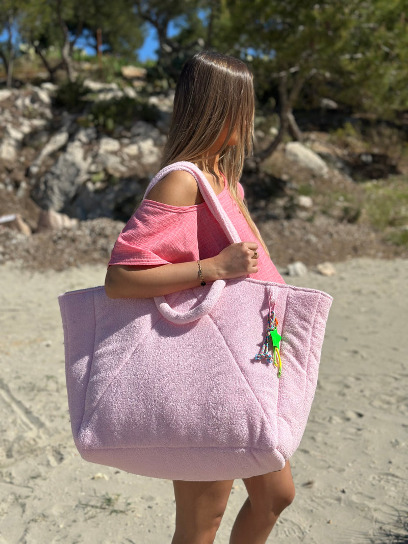 Cabas Clothilde XL matelassée rose pale