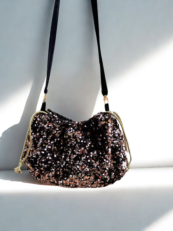 Sac Bourse Sequins Bronze