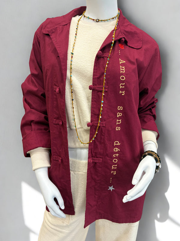 Veste Bleu de chine brodé Bordeaux