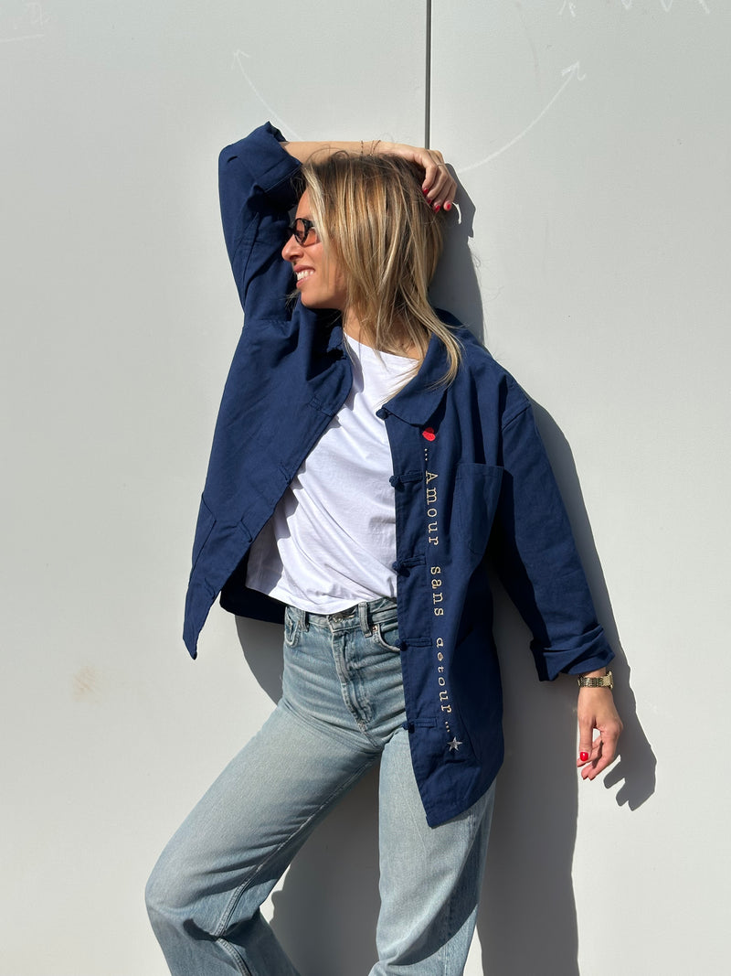 Veste Bleu de chine brodé