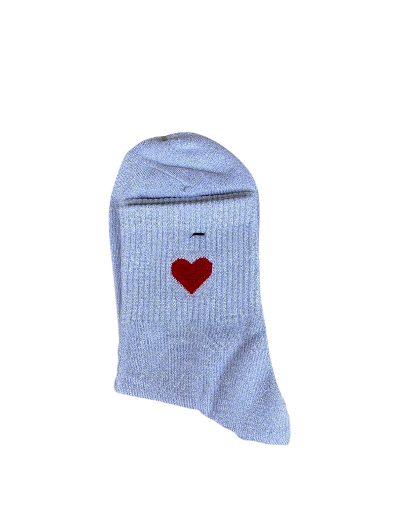 Chaussettes blanches pailletées "cœur"
