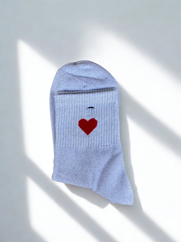 Chaussettes blanches pailletées "cœur"