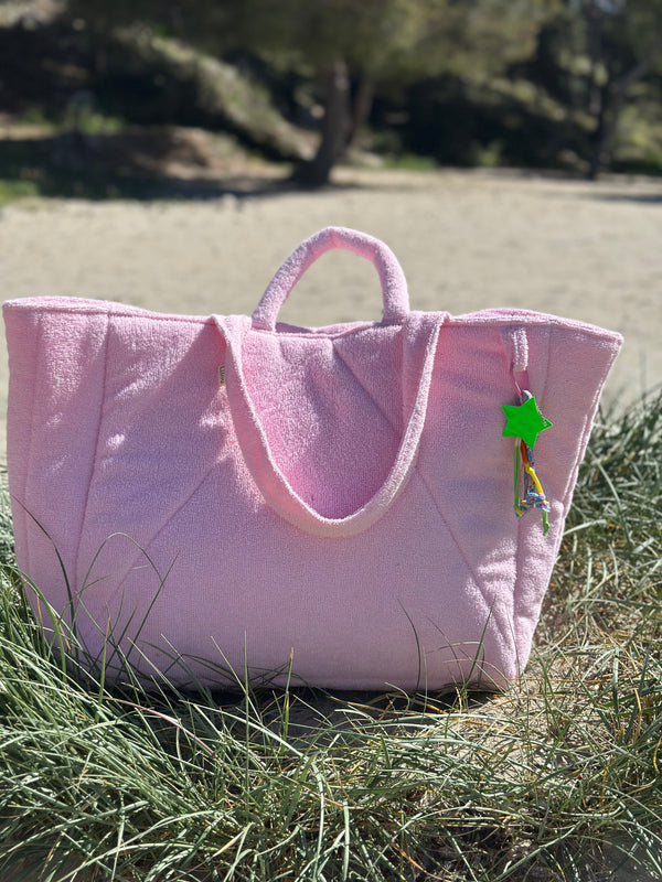 Cabas Clothilde XL matelassée rose pale