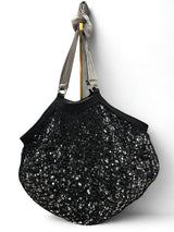 Sac filet sequins argent doublé de velours argent LILOU AIX 