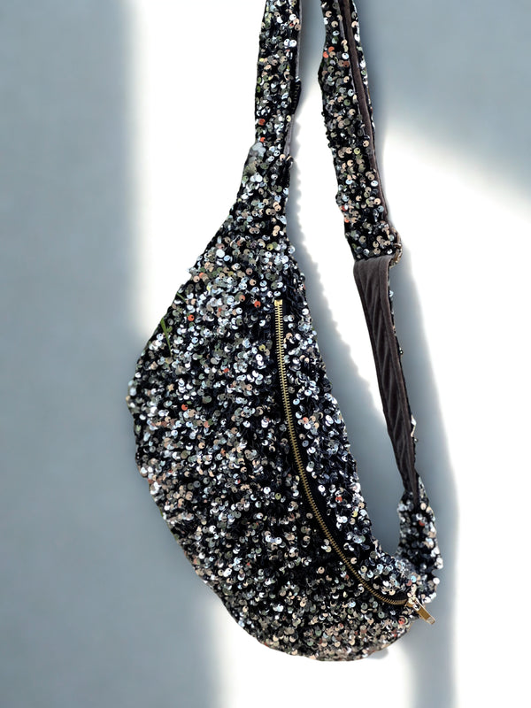 Sac Banane Sequins Argent