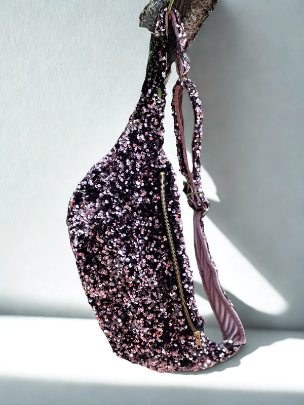 Sac Banane Sequins Rose