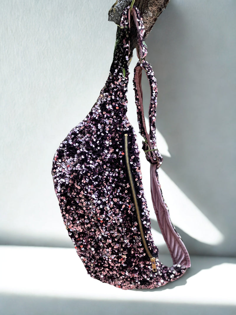 Sac Banane Sequins Rose