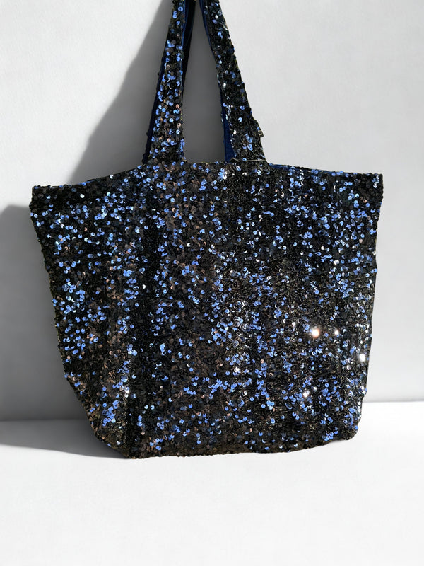 Cabas Sequins Bleu marine / Velours