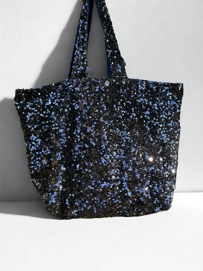 Cabas Sequins Bleu marine / Velours