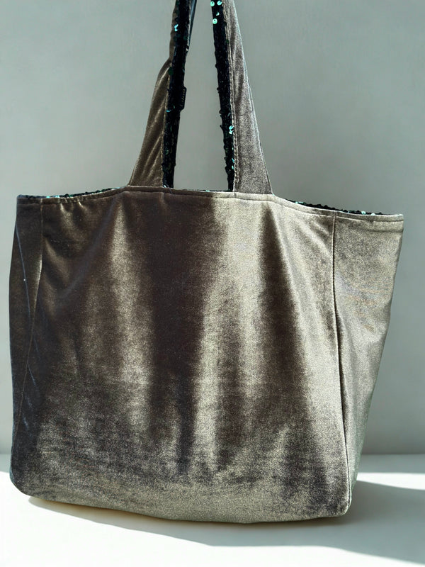 Cabas Sequins Vert/ Velours