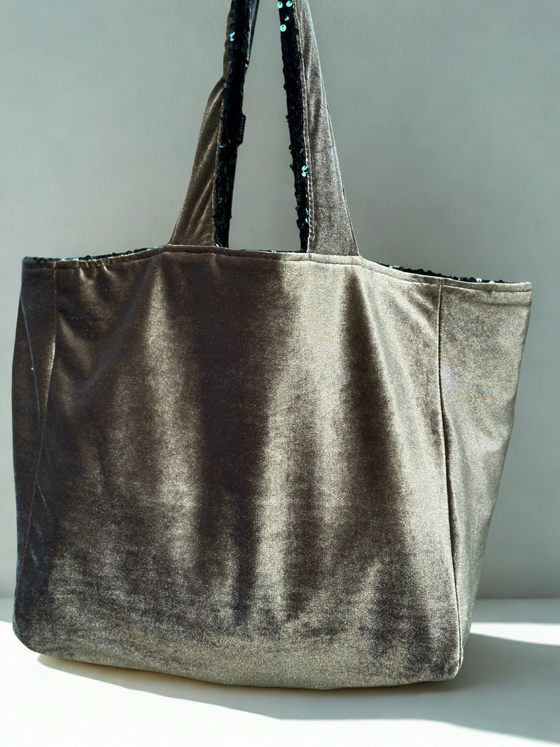 Cabas Sequins Vert/ Velours