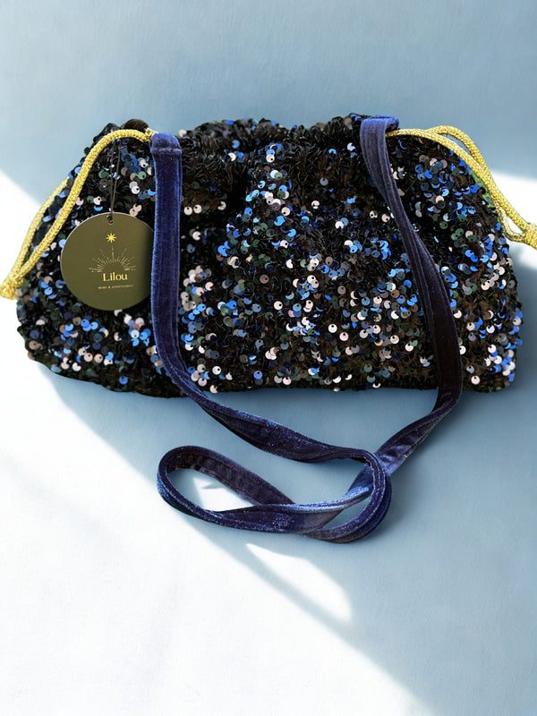 Sac Bourse Sequins Bleu marine