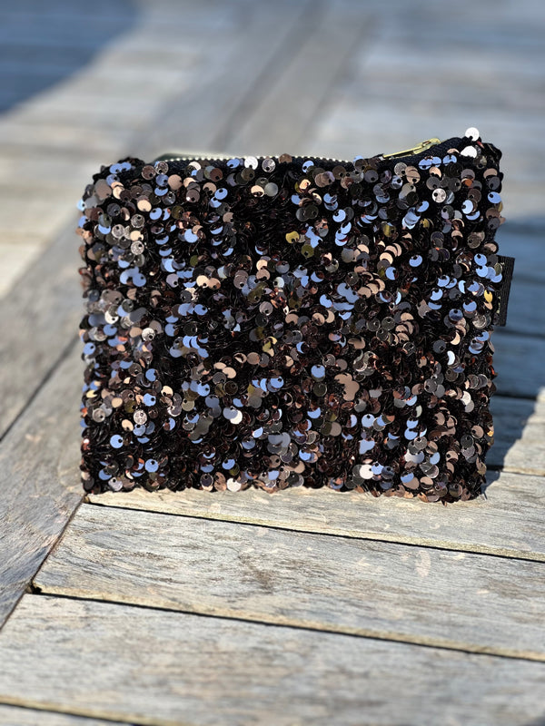 Pochette Celia Mini Sequins Bronze /Velours