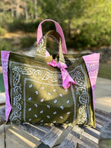 Cabas Bandana Kaki/Rose