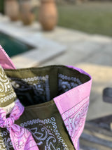 Cabas Bandana Kaki/Rose